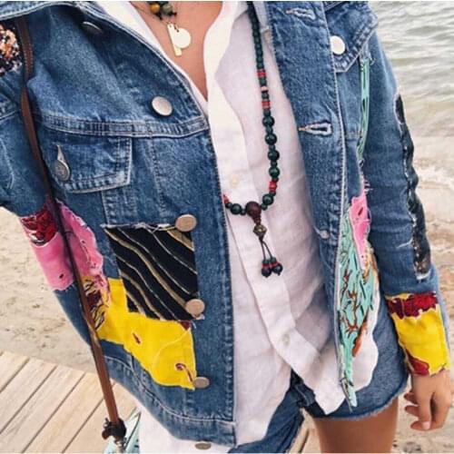 Wenfly Female Clothes New Hip Hop Denim Jacket Cartoon Pattern Embroidery Korean Loose Fashion Women Jean Outerwear Harajuku