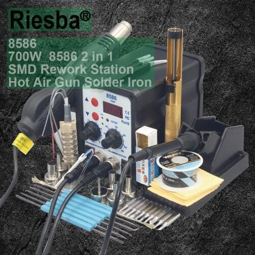 2 in 1 Soldering station LCD Digital Display Welding Rework Station For cell-phone BGA SMD PCB IC Repair Solder Tools 8586