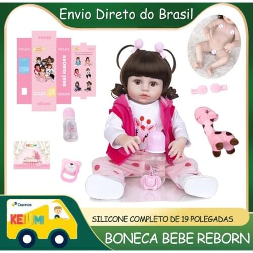KEIUMI 19 Inch Full Silicone Reborn Baby Menina Fashion Cute Style Reborn Dolls Babies Lifelike Princess for Kids Birthday Gifts