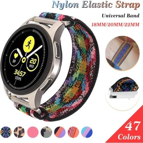 20mm 22mm Nylon Elastic Watch Band Strap for Samsung Galaxy Watch 3 46mm active 2 40mm 44mm band 18mm for Amazfit Watch Bracelet