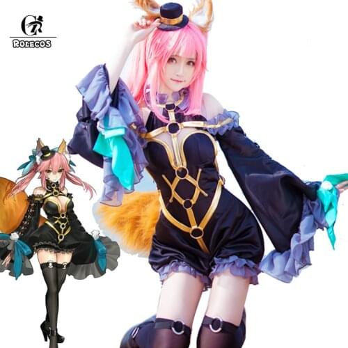 ROLECO Game FGO Fate Cosplay Costumes EXTRA Magician Tamamo no Mae Cosplay Sexy Costume SwimSuits for Women Cosplay Costume Set