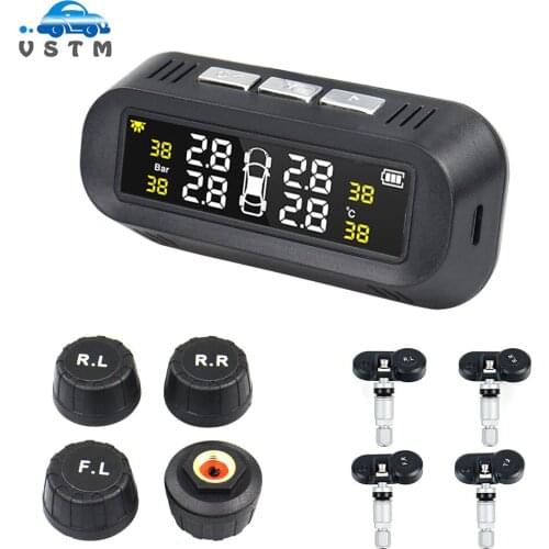 TPMS Car Tire Pressure Monitoring System Internal External Sensor Solar TMPS Control Wheels Wireless Tyre Pressure Alarm