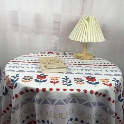 Cartoon pattern tablecloth kitchen round table square table mat background cloth home decoration blended tablecloth