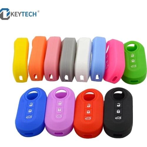 OkeyTech Replacement Silicone Car Key Cover Case Fit for FIAT 500 Panda Punto Flip Folding Remote Key Case 3 Buttons New Styling