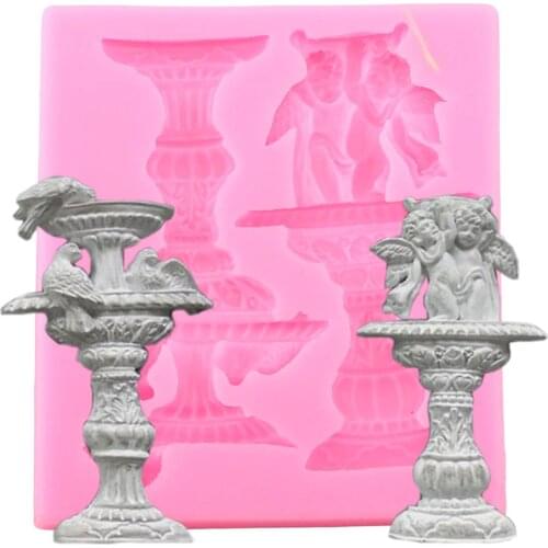 Vintage Fountains Silicone Molds DIY Angel Birds Wedding Fondant Cake Decorating Tools Candy Clay Chocolate Gumpaste Moulds