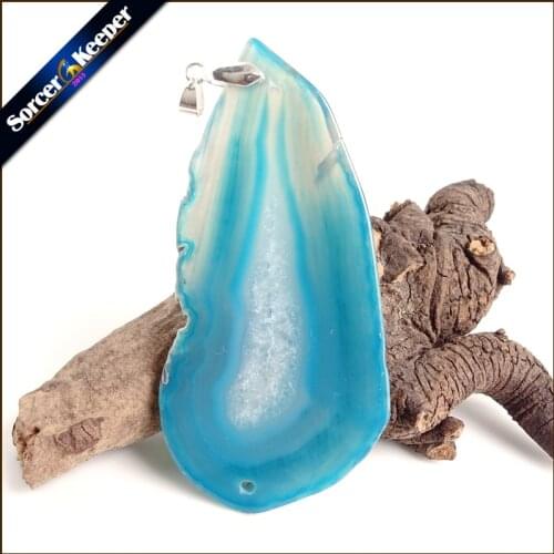 High Quality Natural Crystal Cluster Gem Stone Jewelry Polished Faceted Agates Slice Beads Pendant Necklace for Women AA200