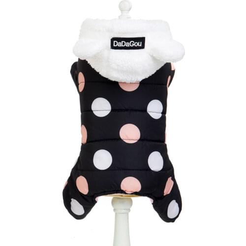 Winter Dog Hoodies Coat Polka Dot Cotton Coat Thicken Overalls Warm Clothes Puppy Pet Dog Clothing for Small Dogs Cats Chihuahua