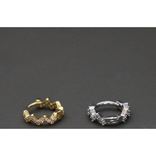 1 PCS Trendy Simple Small Micro Pave CZ Wave Circle Ear Hoop Cuff Earring Gold Color Closed Round Copper Ear Clip Jewelry