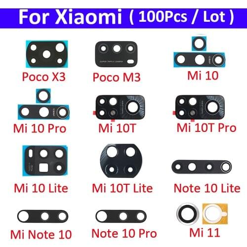 100PCS New Back Rear Camera Lens Glass Repair Parts Replacement For Xiaomi POCO X3 NFC Global Version