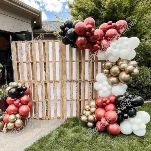 150pcs Chrome Red Memorial Day Party Arch Background Baby Shower Golden Event Celebration White Birthday Balloon Garland Arch
