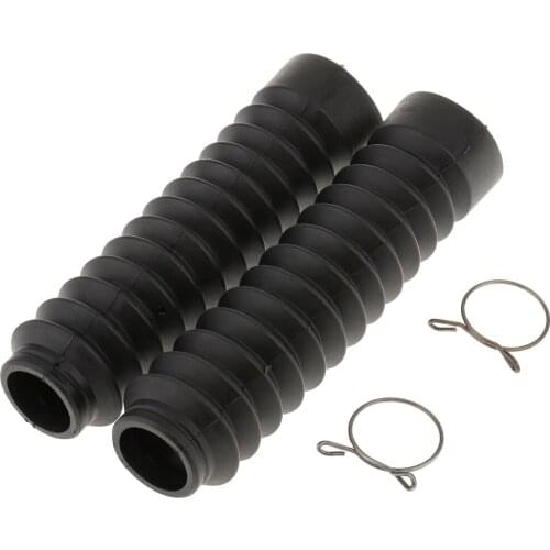 2 Pieces Front Fork Soft Rubber Boots Dust Cover with Clips for Motorcycle Motorbike Black 210x45x30mm