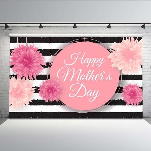 Mehofoto White Black Striped Background Mothers Day Backdrop for Photography Photo Studio Custom Vinyl Cloth Printed MW-073
