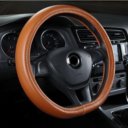 Car Steering Wheel Cover Leather D Shape 15" 37 to 38 cm for Sportage Optima K5 Golf 7 Mk Scirocco Sagitar Lavida Accessories