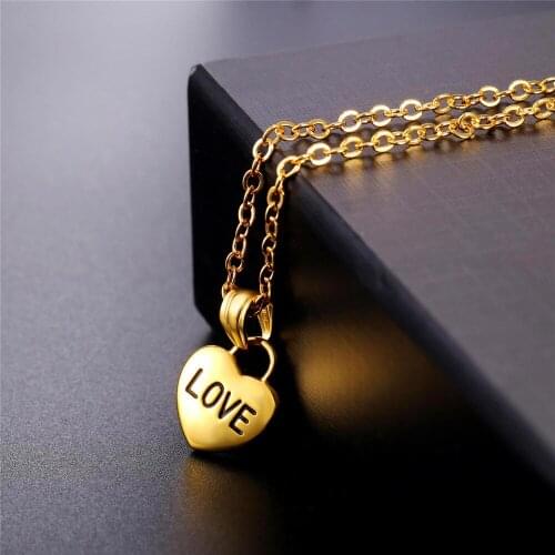 Collare Heart Love Jewelry Gold Color Necklace Women Stainless Steel Wholesale Valentines Day Gift Charm Pendant P058