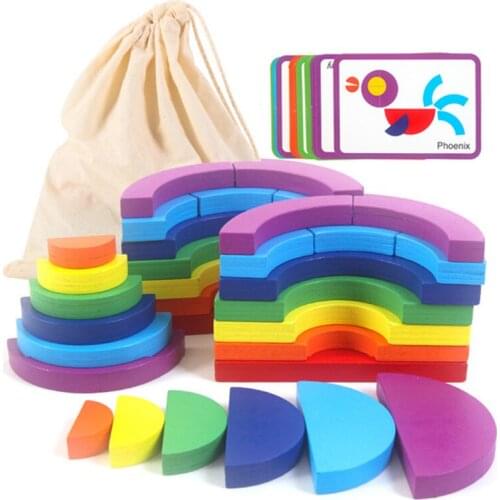 Baby Toys Rainbow Stacking Wooden Toys For Kids DIY Montessori Educational Building Blocks Toys Creative 3D Colorful Senses Toys