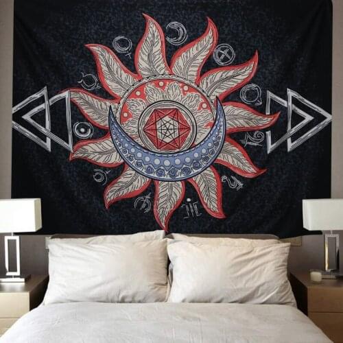 Psychedelic Mandala Sun Tapestry Wall Hanging Home Bedroom Decor Bedspread Brujeria Trippy Mandalay Witchcraft Astrology Blanket