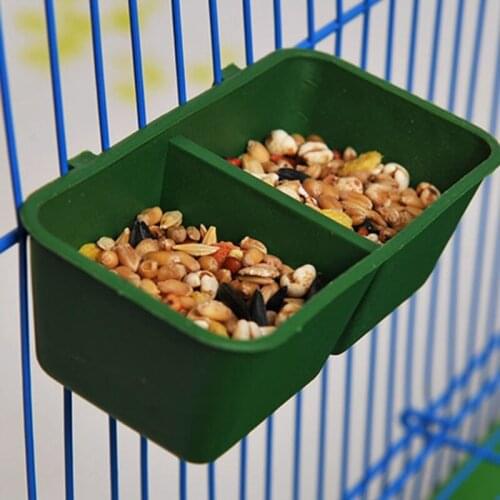 Double Bowl Bird Feeder Cage Dual Water Drink Eating Device Parrot Pigeon Trough