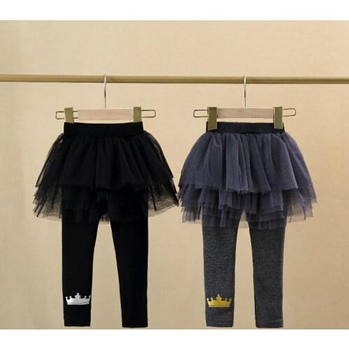 Winter Leggings Pants For Girls Kids Pants Fleece Legging for Girls Thick Warm Girls Dance Culottes Lace Skirt Leggings