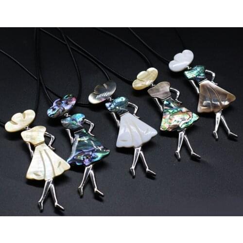 Cute Girl Shell Pendant Necklace Fashion Natural Shell Pendant Necklace for Jewelry Party Gift Length 55+5mm Size 30x85mm