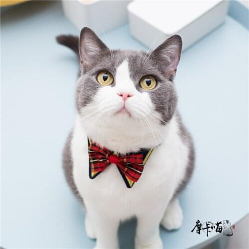 Pet cat dog cute college style uniform fake bow tie bell collar adjustable bow decoration