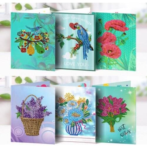 Christmas Greetings Card Gift 5D Diy Flower Round Stone Bead Diamond Painting Mosaic kit 3D Diamant Embroidery Cross Stitch