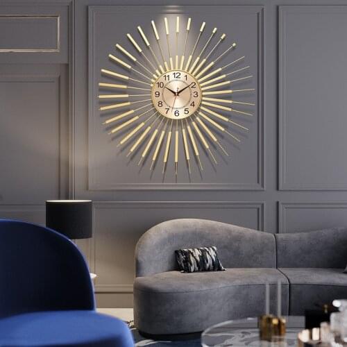 Creative Art Wall Clock Large Modern Design Metal Luxury Nordic Living Room Minimalist Quartz Wall Clock Home Decor Clock DA60WC