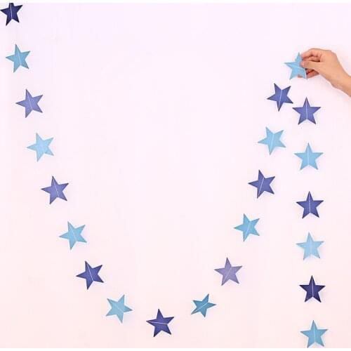 4M/Set Wall Hanging Stars/Heart Garlands Birthday Party Wedding Decor Paper Cards String Bunting Banners Baby Shower Favor