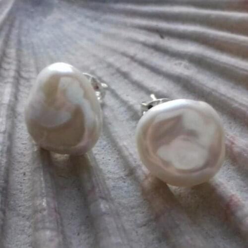 Natural Cultured Baroque Pearl Earrings Silver Ear Stud Natural Aurora Irregular Earbob Fashion Gift Real Flawless Party