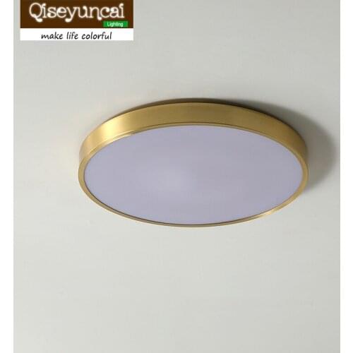 Qiseyuncai 2018 new American Living Room Copper Ceiling Light Simple Country Corridor Aisle Warm Bedroom Acrylic Lampshade Lamp