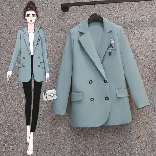 2021 Autumn New Fashion Leisure Suit Loose Cover Meat Versatile Foreign Style Coat Wear Women Plus Size