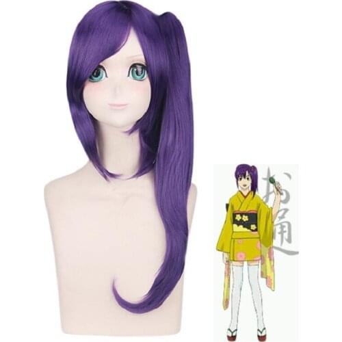 Anime Gintama Terakado Tsu Cosplay Wig with Ponytail Silver Soul 70cm Long Purple Wigs Heat Resistant fiber Synthetic fake hair