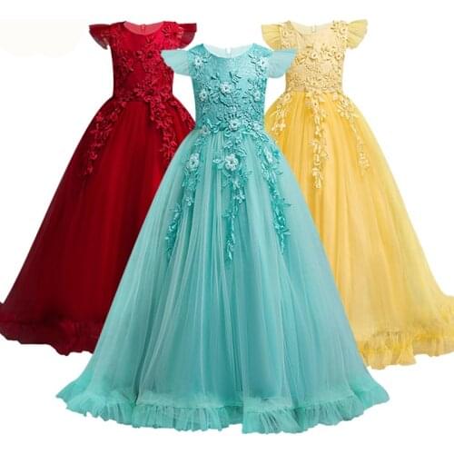 2019 Summer Girls Dress Floral Carnival Party Wedding Dress Kids Dresses For Girls Children Clothing Princess Dress 10 12 Years