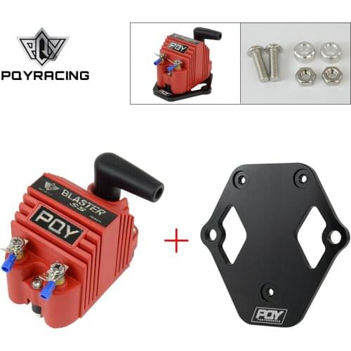 PQY - Universal Blaster Ss 12V High Output External Male E-Core Ignition Coil With Kits Adaptor + Bracket Mount Kit