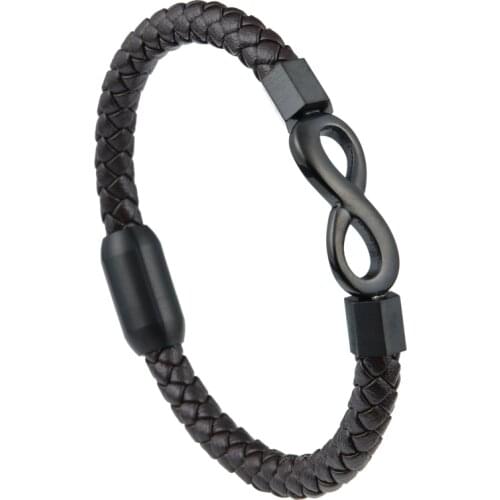 Vanbula Retro Simple Braided Stainless Steel Leather Cord Bracelet for Men and Women Holiday Couple Gift Jewelry Bracelet