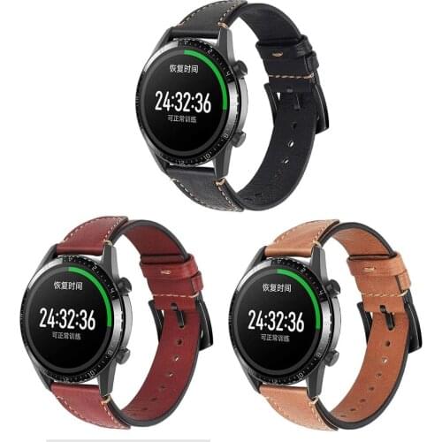 KTAB Leather Watch Strap For Huawei Watch GT2 46mm/Samsung Galaxy Watch 46mm Replacement 22mm Watchband For Huawei/Samsung Watch