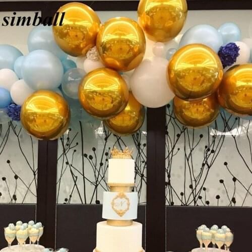 20pcs 4D 22inch Metallic Dimensional Gold Silver Foil Balloons Wedding Birthday Party Decor Helium Inflatable Globos Supplies