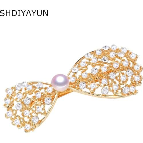 SHDIYAYUN 2020 Pearl Beads Barrette Handmade Lovely Bow Hair Pin Hair Clip Woman Natural Freshwater Pearl Jewelry Accessories