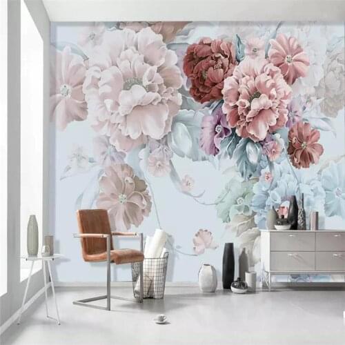 Modern warm flower garden living room TV background wall custom high-end mural factory wholesale wallpaper mural photo wall