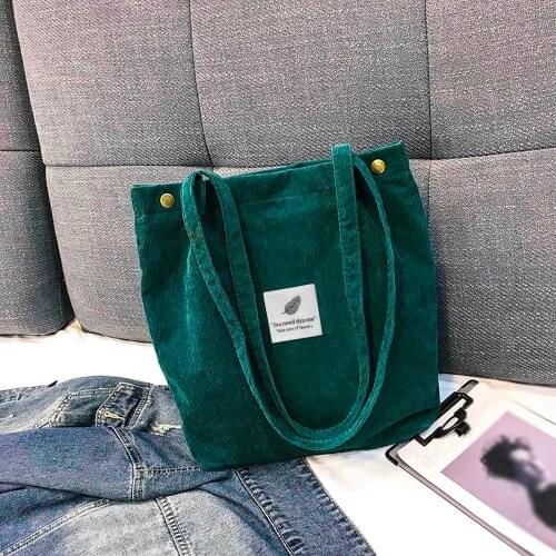 2020 New Shoulder Bags For Women Corduroy Shopper Tote Ladies Casual Handbag Foldable Reusable Shopping Bags bolsos para mujer