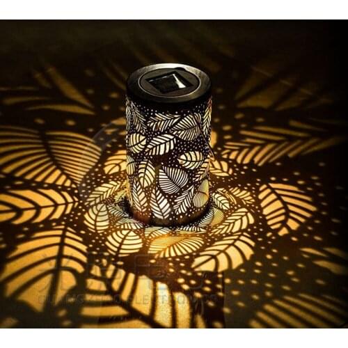 LED Solar Lantern Lights Outdoor Garden Waterproof Hollow Leaves Projection Hanging Lamp Decoration Art Light For Yard Pathway