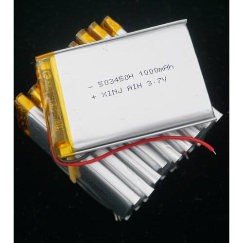 XINJ 10pcs 3.7V 1000mAh lithium polymer battery Lipo cell 503450 For GPS Sat Nav Camera Music player bluetooth earphone speaker