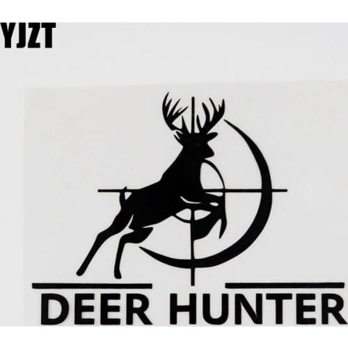 YJZT 12.7CMX9.6CM Animal Deer Hunting Vinyl Decor Car Sticker Decal Black/Silver 8C-0075