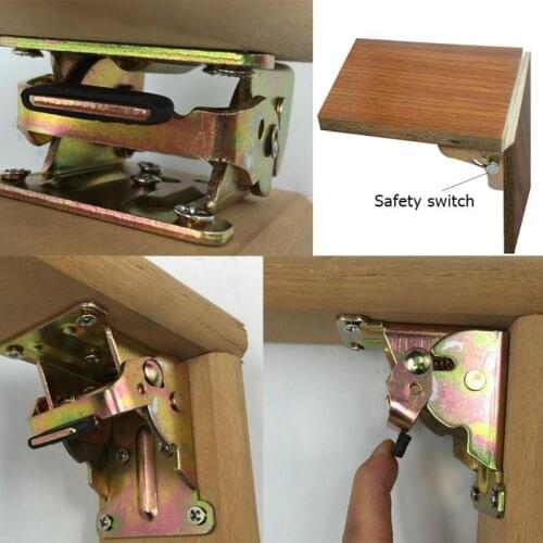 Iron Folding Hinge Table Leg Brackets Foldable Notebook for Table Chair Extension Tables Foldable Self Locking Fold Feet Hinges