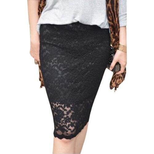 Wholesale New Fashion Elegant Lace Women Skirt Sexy Slim Black Size S M L XL XXL robe