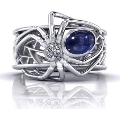 2020 New Trendy Punk Spider Hollow Rings For Women Fashion Zircon Silver Color Female Jewelry Hip Hop Party Accessories Gifts