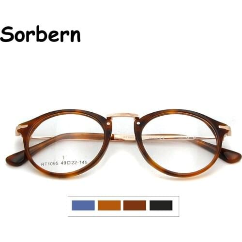 Women Designer Round Eye Glasses Frames For Men Black Eyewear Frame Glasses Optical Frames Acetate Full Rim Glasses
