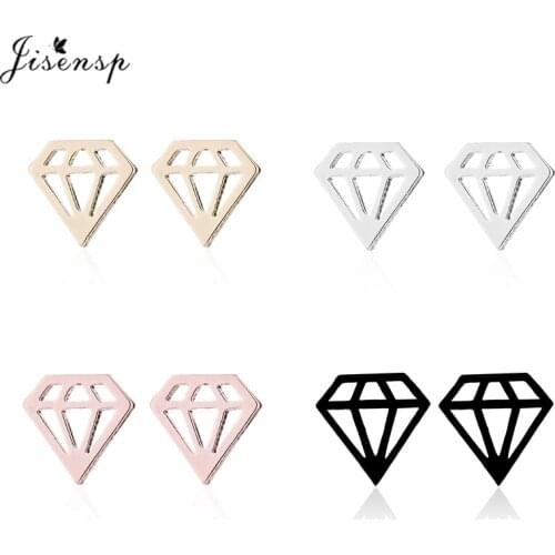 Jisensp Korean Fashion Triangle Stud Earrings Stainless Steel Jewelry Geometric Earings for Women Party Jewelry BFF Ear Studs