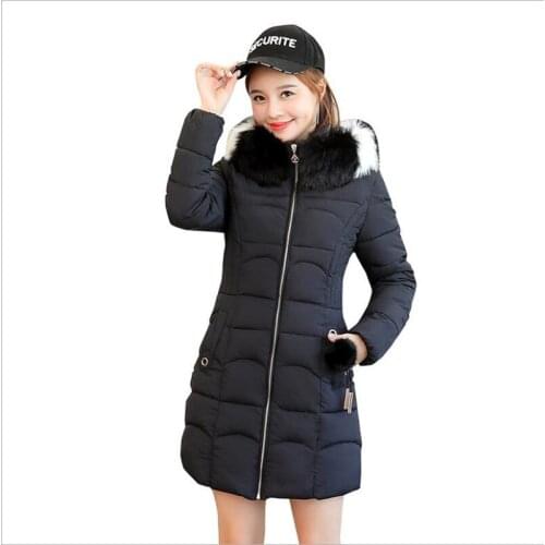 Long Sleeve Winter Women Down Jacket 2018New Fashion Hooded Colorful Fur Collar Women Medium-Long Parkas Slim Winter JacketsQ677