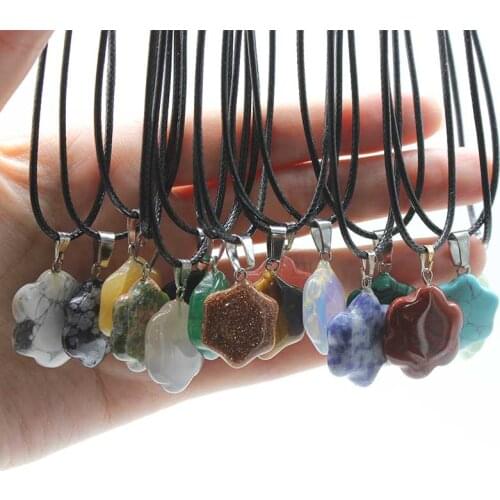 NEW Arrival Natural Semi-precious Stone Multi-color Hexagonal Sunflower Crystal Ladies Necklace Exquisite Small Gifts
