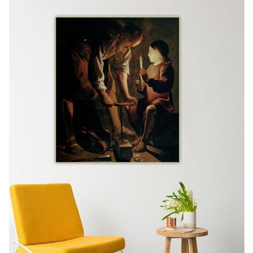 Georges de la Tour《St. Joseph, the Carpenter》Canvas Oil Painting Artwork Aesthetic Picture Wall Hanging Decor Home Decoration